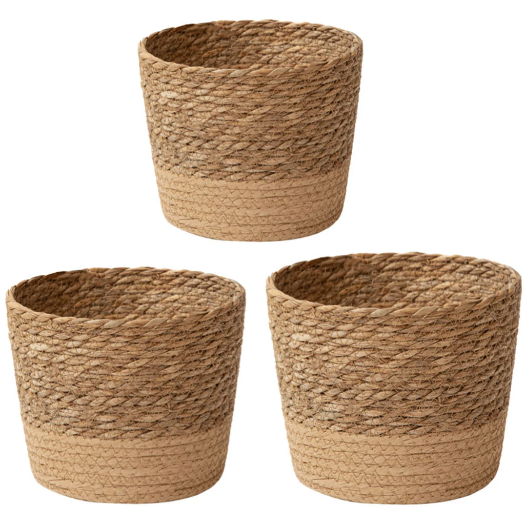 Handwoven Straw Wicker Planter Basket — Natural