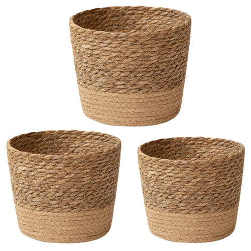 Handwoven Straw Wicker Planter Basket — Natural