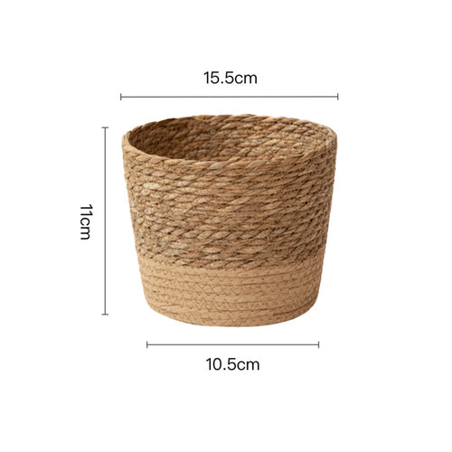 Handwoven Straw Wicker Planter Basket — Natural