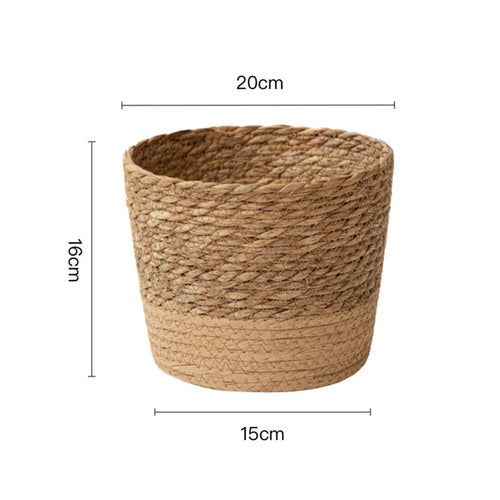 Handwoven Straw Wicker Planter Basket — Natural