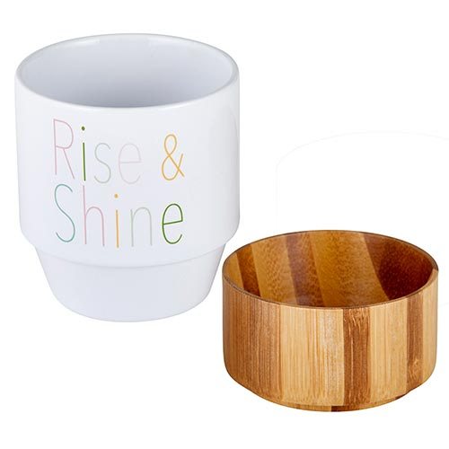 Ceramic Pour-Over Mug with Bamboo Base — 350ml