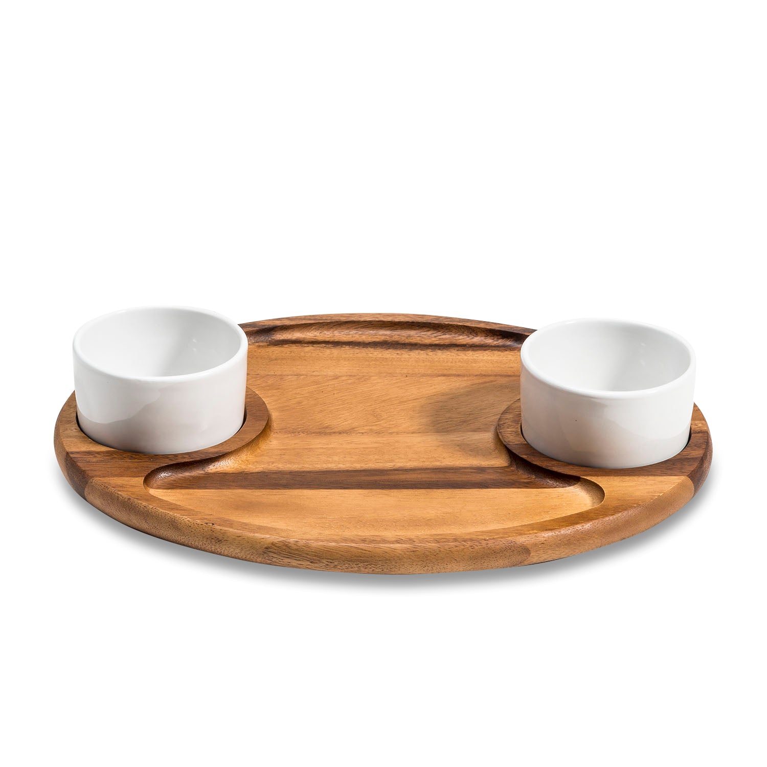Handmade Ceramic Serving Tray with 2 Lidded Bowls