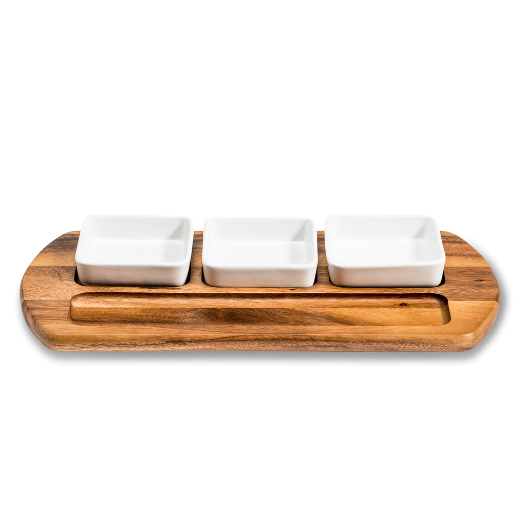 Handmade Ceramic Serving Tray Set — 3 Square Bowls